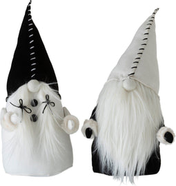 J-Line figuur Kersthanger - textiel - zwart/wit - large - 2 stuks