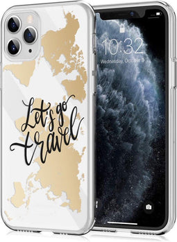 iMoshion Design voor de iPhone 11 Pro hoesje - Let's Go Travel - Zwart / Goud