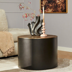 Salontafel Fay - ronde bijzettafel - salontafel goud zwart 60cm