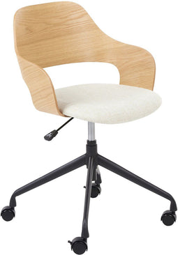 NOVATO - Bureaustoel - Lichthout/Lichtbeige - Linnen
