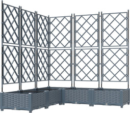 vidaXL - Tuinplanter - met - Trellis - 5 - stuks - Lichtgrijs - 120x120x125,5 - cm