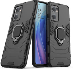 Lunso - Geschikt voor Oppo Find X5 Lite - Armor backcover hoes met ringhouder - Zwart