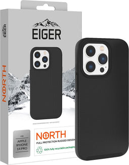 Eiger, Hoes Geschikt voor Apple iPhone 14 Pro Stijf met 2 Ultraversterkte anti-val lagen 4M, Zwart