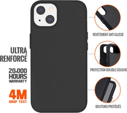 Eiger, Hoes Geschikt voor Apple iPhone 14 Stijf met 2 Ultraversterkte anti-val lagen 4M, Zwart