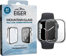 Eiger Mountain Glass Full Case Hoesje Transparant Geschikt voor Apple Watch 7/8/9 41MM
