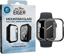Eiger Mountain Glass Full Case Hoesje Zwart Geschikt voor Apple Watch 7/8/9 41MM
