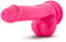 Blush - Neon dildo met scrotum 15 cm dual density - Roze