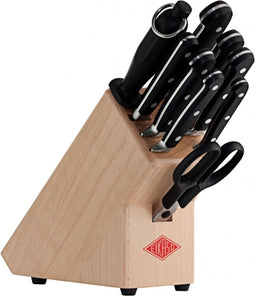 Eikaso Solingen 10-Delige RVS Messenset met Houten Blok - Professionele Gastro Handvatten