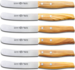 Eikaso Solingen Ontbijtmes met Olijfhouten Heft - 11 cm Lemmet - Set van 6