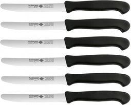Eikaso Solingen Ontbijtmes Set - Gekarteld RVS Lemmet 11 cm - Zwart Heft - 6 Stuks