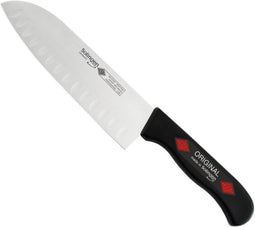 Eikaso Solingen Santokumes 18 cm - Semi-flexibel met Kuilen - Ergonomisch Handvat - Zwart