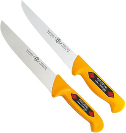 Eikaso Solingen Slagers- en Universeelmes Set - Geel - Lemmet 15 cm en 13 cm