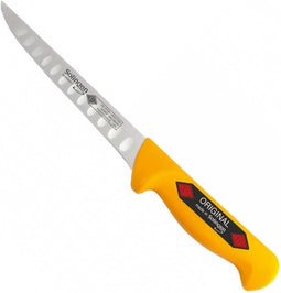 Eikaso Solingen Uitbeenmes 13 cm - Stijf Lemmet met Kuiltjes - Ergonomisch Geel Handvat
