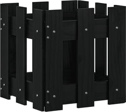 vidaXL - Plantenbak - met - hekontwerp - 30x30x30 - cm - massief - grenenhout - zwart