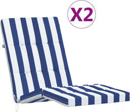 vidaXL - Terrasstoelkussens - 2 - st - gestreept - oxford - stof - wit - en - blauw