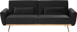 EINA - Slaapbank 3-zits - Zwart - Fluweel