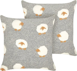 EINADIA - Sierkussen set van 2 - Grijs - 45 x 45 cm - Polyester