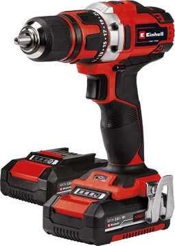 Einhell Accu Boor-/Schroefmachine TE-CD 18/40 Li Kit + 69-delige accessoireset - Power X-Change - 18 V/Li-ion - 40 Nm - 0-400/0-1.500 t/min - Incl. 2x 2.0 Ah accu, lader, 69-delige accessoireset en transport-/opbergkoffer