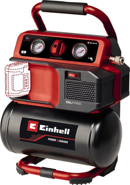 Einhell Accu Compressor TE-AC 18/75 Li OF Solo - Power X-Change - 18 V/Li-ion - Max. 8 bar - 5 L tank - Olievrij - Zuigvermogen 75 l/min - Excl. accu en lader