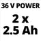 Einhell Accu Grasmaaier GE-CM 36/33 Li Kit - Power X-Change - 36 V/Li-ion - Maaibreedte 33 cm - Aanbevolen gazonoppervlakte: tot 250 m² - 30 L opvangbak - Maaihoogte: 25-65 mm - Incl. 2x 2.5Ah accu + 2x oplader