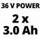 Einhell Accu Grasmaaier RASARRO 36/36 Li Kit - Power X-Change - 36 V/Li-ion - Maaibreedte 36 cm - Aanbevolen gazonoppervlakte: tot 400 m² - 45 L opvangbak - Maaihoogte: 25-75 mm - Incl. 2x 3.0 Ah Plus accu en 2 opladers