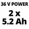 Einhell Accu Grasmaaier RASARRO 36/42 Li Kit - Power X-Change - 36 V/Li-ion - Maaibreedte 42 cm - Aanbevolen gazonoppervlakte: tot 725 m² - 50 L opvangbak - Maaihoogte: 25-75 mm - Mulching functie - incl. 2x 5.2Ah + 1x DUO-lader