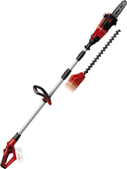 Einhell Accu Tuin-Multitool GE-HC 18 Li T Kit - Power X-Change - 18 V/3.0 Ah/Li-Ion - Zwaardlengte kettingzaag: 200 mm - Bladlengte heggenschaar: 450 mm - Tandafstand: 16 mm - Excl. accu en lader