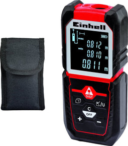 Einhell Afstandmeter TC-LD 50 - Tot 50 m - Afstandsmeting - Oppervlaktemeting - Inhoudsmeting - Pythagoras functie - Incl. opbergtas