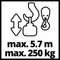 Einhell Elektrische Kabeltakel TC-EH 250 - 500 W - 125 kg op 11,5 m - 250 kg op 5,7 m (met katrol) - Noodstop - Automatische rem - Incl. katrol
