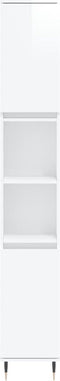 vidaXL - Badkamerkast - 30x30x190 - cm - bewerkt - hout - hoogglans - wit