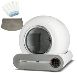 AutoPooch - Zelfreinigende Kattenbak - 65L XXL - Inclusief Grindmat & 3 Rollen Afvalzakken - Zwart/Grijs