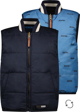 Moodstreet Jongens Jas - Reversible Puffer Bodywarmer - Navy en Blauw - Maat 122/128