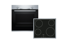 BOSCH HBD230CR61_SS - Inbouwoven + Kookplaat - 71L oveninhoud - 4 keramische kookzones - Zwart/Roestvrijstaal