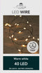 Draadverlichting lichtsnoer met 40 lampjes warm wit op batterij 200 cm - Lichtdraden/lichtsnoeren - kerstverlichting