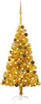 vidaXL - Kunstkerstboom - met - verlichting - en - kerstballen - 120 - cm - PET - goud