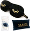 SMUG 3D Slaapmasker met Zwarte Oordopjes en Opbergzakje - 100% Verduisterend - Ergonomisch Oogmasker - Wink Print, Zwart