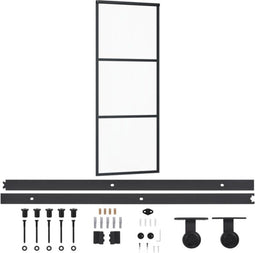 vidaXL - Schuifdeur - met - beslag - 76x205 - cm - aluminium - en - ESG-glas