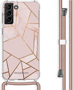 iMoshion Hoesje Geschikt voor Samsung Galaxy S21 Plus Hoesje Met Koord - iMoshion Design Hoesje met Koord - Goud / Roze / Pink Graphic