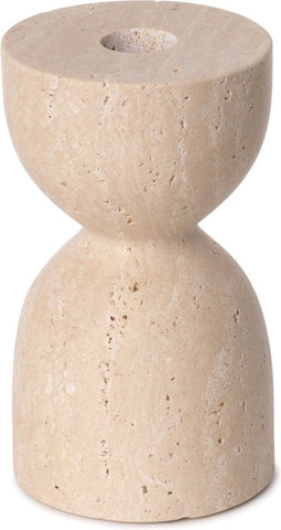 MOOISA - Design kaarshouder - Travertine Ø8x14cm - rond marmer dienblad - vierkant marmer dienblad - decoratie schaal - tapasplank - serveerplank