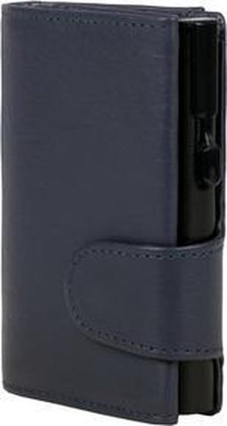 Clicksafe pasjeshouder - RFID - 8 pasjes - kunstleer/aluminium - blauw/zwart - JU-961202