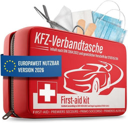 Heldenwerk Verbandtas Auto - EHBO-set volgens norm (2026) - Meertalig - Inclusief 2 mondmaskers