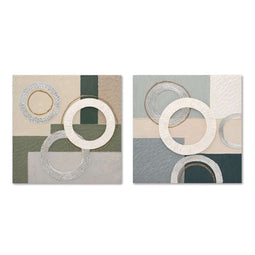 Schilderij Home ESPRIT Blauw Groen Abstract Stads 80 x 3 x 80 cm (2 Stuks)