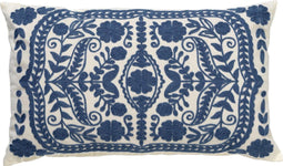 Dutch Decor MIMI - Kussenhoes van katoen 30x50 cm - Provincial Blue - blauw en wit - met rits