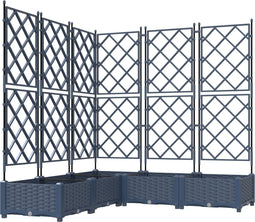 vidaXL - Tuinplanter - met - Trellis - 5 - stuks - Grijs - 120x120x125,5 - cm