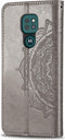 Hoesje Met Pasjeshouder Geschikt voor Motorola Moto G9 Play / Moto E7 Plus - Mandala Bookcase - Grijs