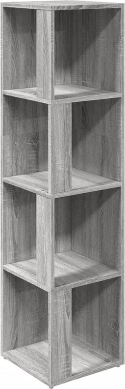 vidaXL - Hoekkast - 33x33x132 - cm - bewerkt - hout - grijs - sonoma - eikenkleurig