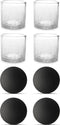 GLAMOMAX'S Choice - Craquelé Waterglazen inclusief Zwarte Onderzetters - 22 CL - 4+4 Glazen/Onderzet