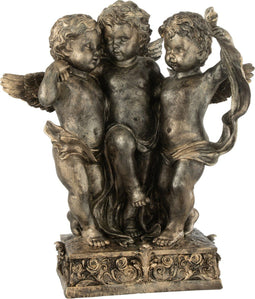 J-Line decoratie Engelen 3 Staand Met Bogen - polyresin - koper