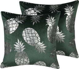 ASTILBE - Sierkussen set van 2 - Donkergroen - 45 x 45 cm - Fluweel