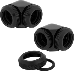 Corsair Hydro X Series XF Hardline Fitting 90° 14mm OD - Zwart (2 stuks)